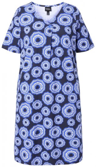 Ulla Popken 850121 Abito in jersey a maniche corte con scollo a V Blu - Abiti in jersey - 