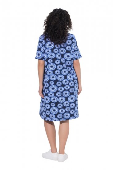 Ulla Popken 850121 Abito in jersey a maniche corte con scollo a V Blu - Abiti in jersey - 