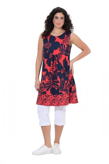 Ulla Popken 850175 Abito in jersey fantasia Corallo - Abiti in jersey - 