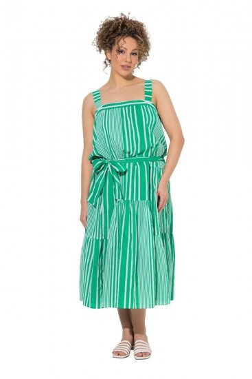 Ulla Popken 850197 Abito a righe con volant Verde - Abiti estivi - Abiti estivi taglie forti