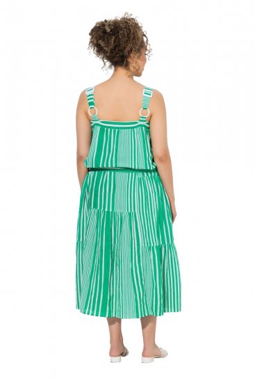 Ulla Popken 850197 Abito a righe con volant Verde - Abiti estivi - Abiti estivi taglie forti
