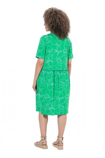 Ulla Popken 850204 Abito in jersey a maniche corte con scollo a V Verde - Abiti in jersey - 