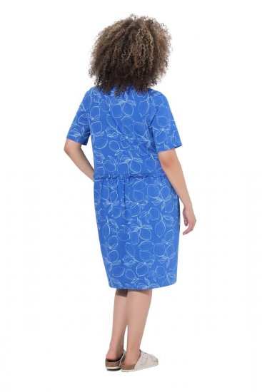 Ulla Popken 850204 Abito t-shirt fantasia con volant Blu - Abiti in jersey - 