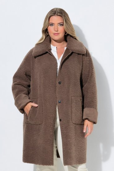 Ulla Popken 850251 Cappotto teddy Marrone chiaro - Cappotti - Cappotti taglie forti da donna