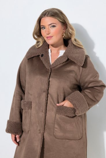 Ulla Popken 850251 Cappotto teddy Marrone chiaro - Cappotti - Cappotti taglie forti da donna