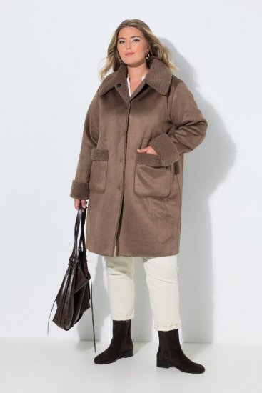 Ulla Popken 850251 Cappotto teddy Marrone chiaro - Cappotti - Cappotti taglie forti da donna