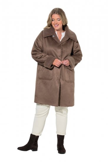 Ulla Popken 850251 Cappotto teddy Marrone chiaro - Cappotti - Cappotti taglie forti da donna