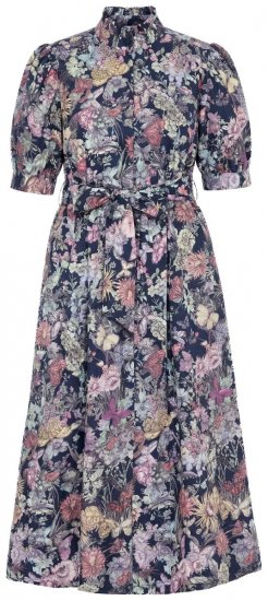 Ulla Popken 850298 Abito chemisier a fiori Blu scuro - Vestiti maxi - Abiti maxi taglie forti