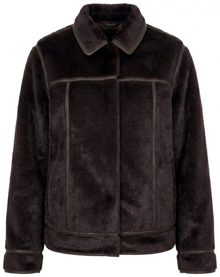 Ulla Popken 850310 Giacca in pelliccia sintetica Marrone scuro - Giacche - Giacche taglie forti da donna