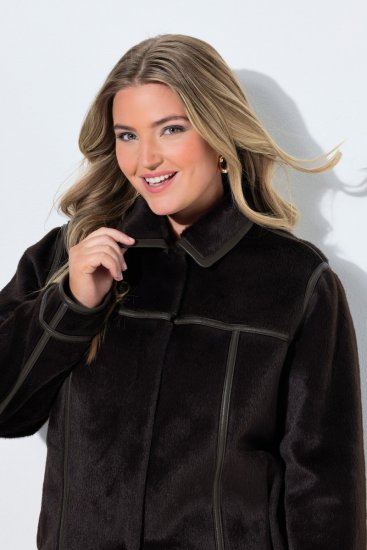 Ulla Popken 850310 Giacca in pelliccia sintetica Marrone scuro - Giacche - Giacche taglie forti da donna