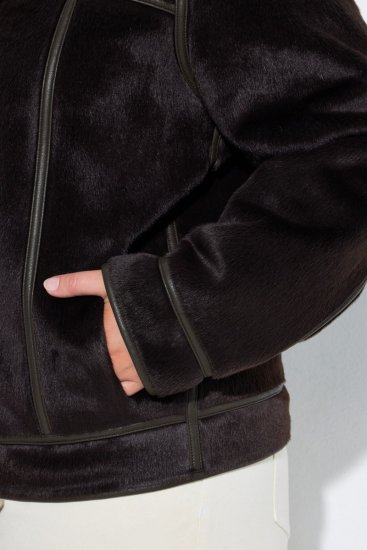 Ulla Popken 850310 Giacca in pelliccia sintetica Marrone scuro - Giacche - Giacche taglie forti da donna