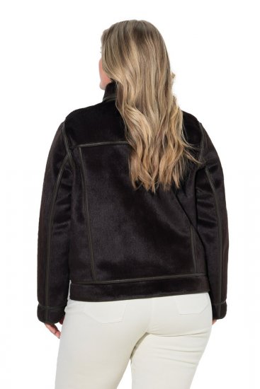Ulla Popken 850310 Giacca in pelliccia sintetica Marrone scuro - Giacche - Giacche taglie forti da donna