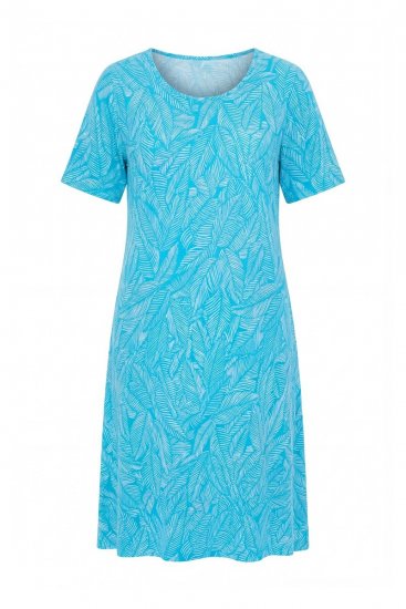 Ulla Popken 850344 Abito t-shirt fantasia Turchese - Vestiti midi - Abiti midi taglie comode