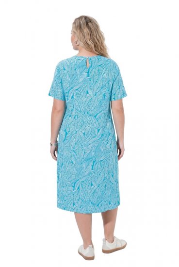 Ulla Popken 850344 Abito t-shirt fantasia Turchese - Vestiti midi - Abiti midi taglie comode
