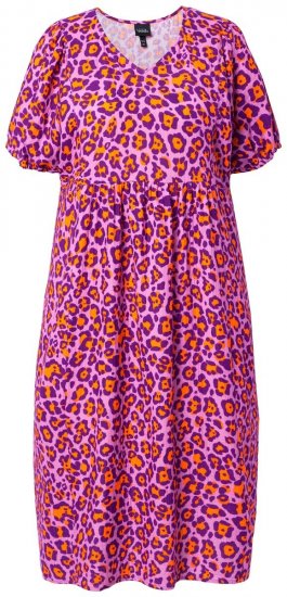 Ulla Popken 850346 Abito fantasia con scollo a V Rosa - Vestiti midi - Abiti midi taglie comode