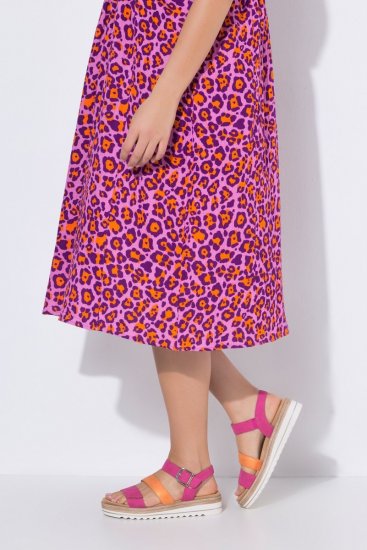 Ulla Popken 850346 Abito fantasia con scollo a V Rosa - Vestiti midi - Abiti midi taglie comode