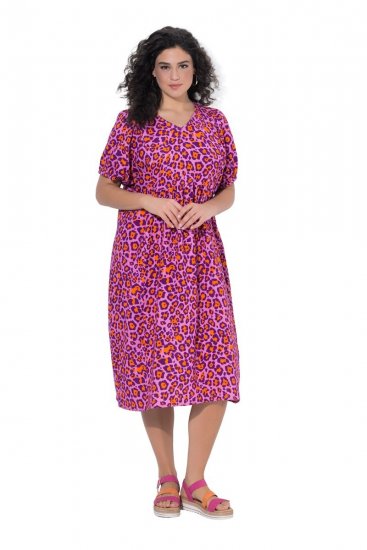 Ulla Popken 850346 Abito fantasia con scollo a V Rosa - Vestiti midi - Abiti midi taglie comode