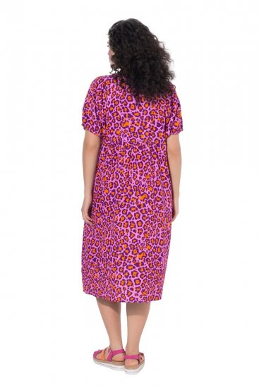 Ulla Popken 850346 Abito fantasia con scollo a V Rosa - Vestiti midi - Abiti midi taglie comode