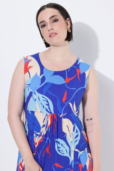 Ulla Popken 850367 Abito in jersey fantasia Blu scuro - Abiti in jersey - 