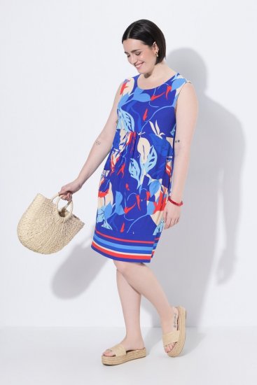 Ulla Popken 850367 Abito in jersey fantasia Blu scuro - Abiti in jersey - 