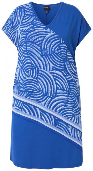Ulla Popken 850389 Abito in chiffon fantasia Blu - Abiti - Vestiti per tutte le taglie