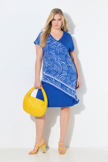 Ulla Popken 850389 Abito in chiffon fantasia Blu - Abiti - Vestiti per tutte le taglie