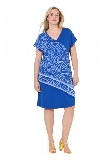 Ulla Popken 850389 Abito in chiffon fantasia Blu - Abiti - Vestiti per tutte le taglie
