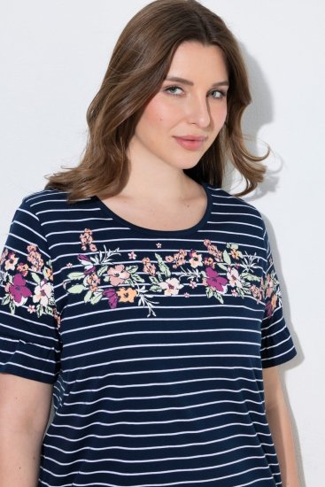 Ulla Popken 850401 Camicia da notte a fiori Blu scuro - Camicie da notte - 