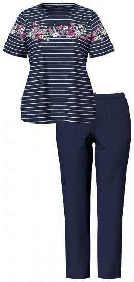 Ulla Popken 850403 Pigiama a fiori Blu scuro - Pigiami/Loungewear - 