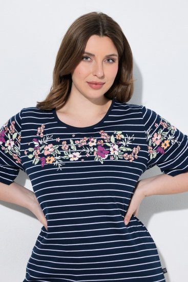 Ulla Popken 850403 Pigiama a fiori Blu scuro - Pigiami/Loungewear - 
