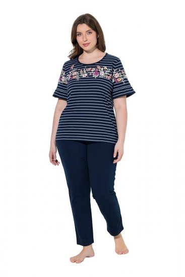 Ulla Popken 850403 Pigiama a fiori Blu scuro - Pigiami/Loungewear - 