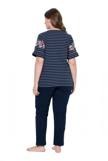 Ulla Popken 850403 Pigiama a fiori Blu scuro - Pigiami/Loungewear - 