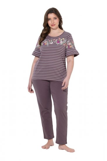 Ulla Popken 850403 Pigiama a fiori Marrone - Pigiami/Loungewear - 
