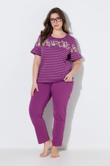 Ulla Popken 850403 Pigiama a fiori Viola - Pigiami/Loungewear - 