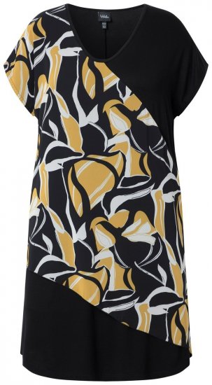 Ulla Popken 850406 Abito in chiffon fantasia Nero - Abiti - Vestiti per tutte le taglie