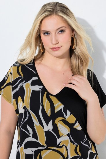 Ulla Popken 850406 Abito in chiffon fantasia Nero - Abiti - Vestiti per tutte le taglie