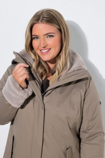 Ulla Popken 850509 Giacca in pelliccia sintetica Tortora - Giacche - Giacche taglie forti da donna