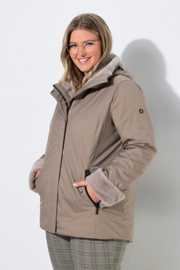 Ulla Popken 850509 Giacca in pelliccia sintetica Tortora - Giacche - Giacche taglie forti da donna
