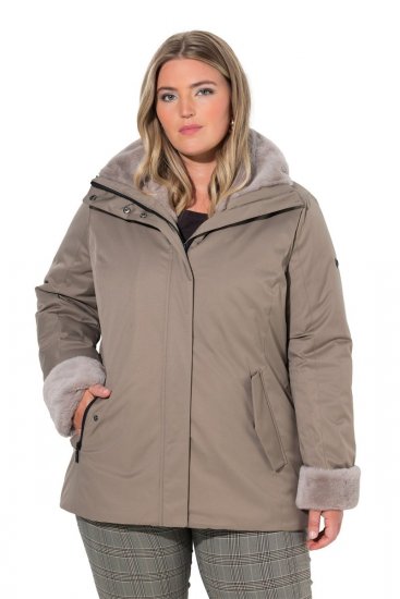 Ulla Popken 850509 Giacca in pelliccia sintetica Tortora - Giacche - Giacche taglie forti da donna