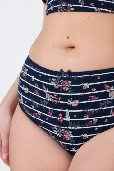 Ulla Popken 850538 Slip a fiori in cotone biologico confezione da 2 Blu scuro - Slip - 