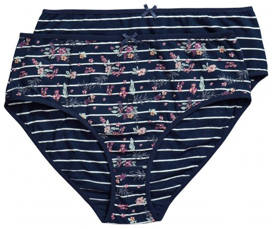 Ulla Popken 850538 Slip a fiori in cotone biologico confezione da 2 Blu scuro - Slip - 