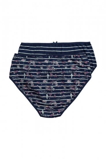Ulla Popken 850538 Slip a fiori in cotone biologico confezione da 2 Blu scuro - Slip - 