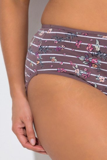 Ulla Popken 850538 Slip a fiori in cotone biologico confezione da 2 Marrone - Slip - 