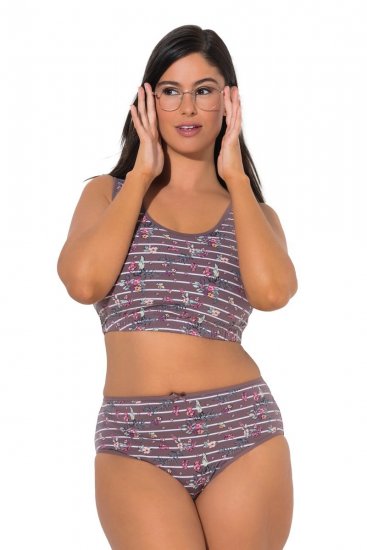 Ulla Popken 850538 Slip a fiori in cotone biologico confezione da 2 Marrone - Slip - 