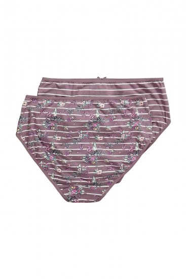 Ulla Popken 850538 Slip a fiori in cotone biologico confezione da 2 Marrone - Slip - 