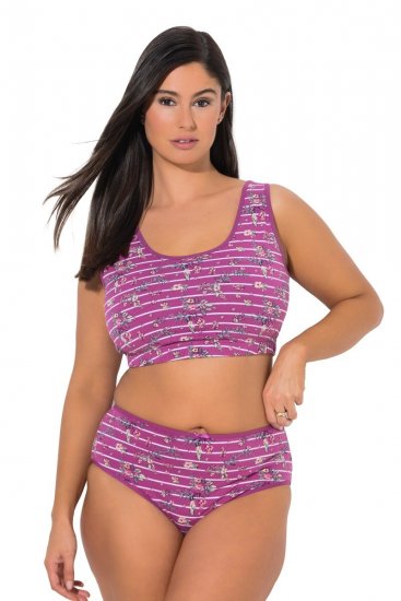 Ulla Popken 850538 Slip a fiori in cotone biologico confezione da 2 Viola - Slip - 
