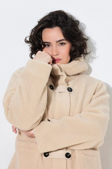 Ulla Popken 850589 Giacca teddy Bianco panna - Giacche - Giacche taglie forti da donna