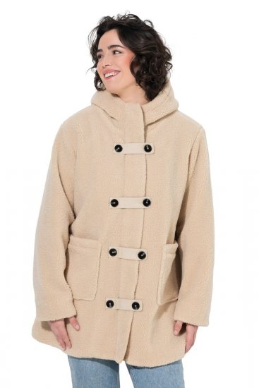 Ulla Popken 850589 Giacca teddy Bianco panna - Giacche - Giacche taglie forti da donna