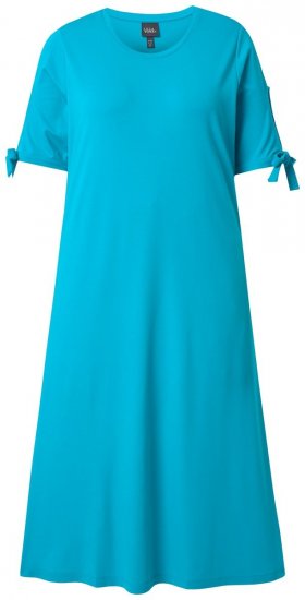 Ulla Popken 850724 Abito midi a maniche corte con cintura da annodare Turchese - Vestiti midi - Abiti midi taglie comode