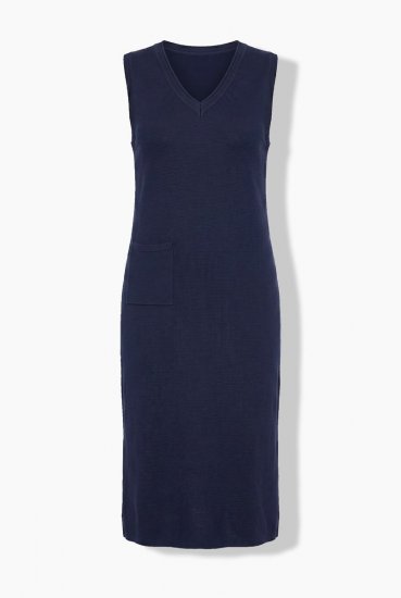 Ulla Popken 850725 Abito in maglia con scollo a V Blu scuro - Abiti in maglia - 